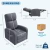 Garvee Recliner Chair for Adults, PU Leather Lazy Recliner Ergonomic Adjustable Single Sofa Enhanced with Side Pocket, Tall Back, Wide Arms & Padded Seat, Home Theater Seating for Living Room(Grey)