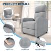 Garvee Recliner Chair for Adults, PU Leather Lazy Recliner Ergonomic Adjustable Single Sofa Enhanced with Side Pocket, Tall Back, Wide Arms & Padded Seat, Home Theater Seating for Living Room(Light Grey)