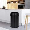 Garvee 17 gal/65 L Trash Can, Fingerprint-Proof Stainless Steel Swing Top Garbage Can, Heavy Duty Commercial Round Trash Bin with Swing Lid for Restaurant, Home, Office, Black(Black)