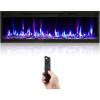 Garvee 60 in Electric Fireplace Inserts, 750/1500W Recessed and Wall Mounted Fireplace Heater with Remote Control, Adjustable Flame Color & Brightness, 9H Timer, Log & Crystal, Black(60 inch)