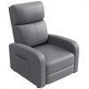 Garvee Recliner Chair for Adults, PU Leather Lazy Recliner Ergonomic Adjustable Single Sofa Enhanced with Side Pocket, Tall Back, Wide Arms & Padded Seat, Home Theater Seating for Living Room(Pu Gray)
