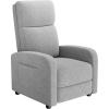Garvee Recliner Chair for Adults, PU Leather Lazy Recliner Ergonomic Adjustable Single Sofa Enhanced with Side Pocket, Tall Back, Wide Arms & Padded Seat, Home Theater Seating for Living Room(Light Grey)