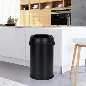 Garvee 17 gal/65 L Trash Can, Fingerprint-Proof Stainless Steel Swing Top Garbage Can, Heavy Duty Commercial Round Trash Bin with Swing Lid for Restaurant, Home, Office, Black(Black)