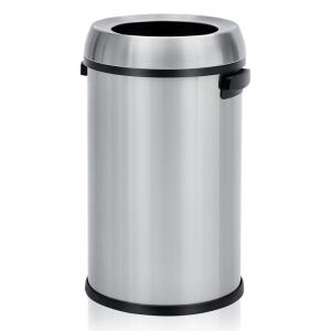 Garvee 17 gal/65 L Trash Can, Fingerprint-Proof Stainless Steel Swing Top Garbage Can, Heavy Duty Commercial Round Trash Bin with Swing Lid for Restaurant, Home, Office, Black(Silver)