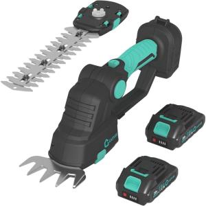 Garvee Cordless Grass Shear & Shrubbery Trimmer – 2 in 1 Handheld 20V Electric Grass Trimmer Hedge Shears Grass Cutter with 2 * 2.0AhBattery & Charge Base