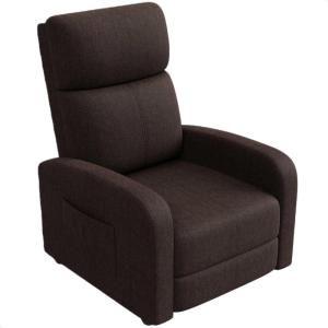 Garvee Recliner Chair for Adults, PU Leather Lazy Recliner Ergonomic Adjustable Single Sofa Enhanced with Side Pocket, Tall Back, Wide Arms & Padded Seat, Home Theater Seating for Living Room(Dark Brown)