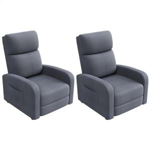 Garvee Recliner Chair for Adults, PU Leather Lazy Recliner Ergonomic Adjustable Single Sofa Enhanced with Side Pocket, Tall Back, Wide Arms & Padded Seat, Home Theater Seating for Living Room(Grey)