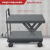 Hydraulic Scissor Cart Lift Table, 500 LBS Capacity 28.5 in Lifting Height Manual Scissor Lift Table w/ 4 Wheels and Foot Pump for Material Handling(Black)
