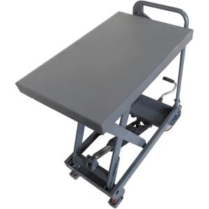 Hydraulic Scissor Cart Lift Table, 500 LBS Capacity 28.5 in Lifting Height Manual Scissor Lift Table w/ 4 Wheels and Foot Pump for Material Handling(Gray)