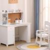 Garvee Kids Desk, Study Desk and Chair Set for Boys and Girl, Wooden Kids Writing Table with Bookshelf, Bulletin Board, and Cabinets for Ages 3-8(Pure White)