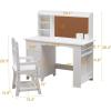 Garvee Kids Desk, Study Desk and Chair Set for Boys and Girl, Wooden Kids Writing Table with Bookshelf, Bulletin Board, and Cabinets for Ages 3-8(Pure White)