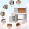 Garvee Kids Desk, Study Desk and Chair Set for Boys and Girl, Wooden Kids Writing Table with Bookshelf, Bulletin Board, and Cabinets for Ages 3-8(Pure White)