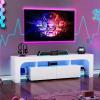 Garvee Modern Lighting TV Stand with Large Storage Drawer for 50 55 60 65 70 75 Inch TVs, TV Console Table with Control Color LED Lights, Entertainment Center Media for Living Room, Bedroom, White(White)