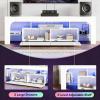 Garvee Modern Lighting TV Stand with Large Storage Drawer for 50 55 60 65 70 75 Inch TVs, TV Console Table with Control Color LED Lights, Entertainment Center Media for Living Room, Bedroom, White(White)