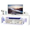 Garvee Modern Lighting TV Stand with Large Storage Drawer for 50 55 60 65 70 75 Inch TVs, TV Console Table with Control Color LED Lights, Entertainment Center Media for Living Room, Bedroom, White(White)