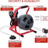 GARVEE Drain Cleaner Machine, 50 ft X 5/16 in Professional Automatic Electric Drain Auger for 3/4 to 3 in Pipes, Portable Electric Drain Snake with 6 Cutters & Foot Switch and Pair of Gloves