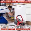 GARVEE Drain Cleaner Machine, 50 ft X 5/16 in Professional Automatic Electric Drain Auger for 3/4 to 3 in Pipes, Portable Electric Drain Snake with 6 Cutters & Foot Switch and Pair of Gloves