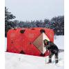 Garvee Pop Up Ice Fishing Tent Insulated Ice Fishing Shelter 140″x70.8″x79″ Portable Hub-Style Shelter Shanty Windproof and Warm for 6 to 8 Persons, Includes Anchors, Ropes & Carry Bag, Red(Red)