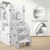 Toddler Slide 8 in 1 Toddler Playset for Toddlers Age 1-3, Baby Playset for Indoor Outdoor Playground with Climber, Crawling Tunnel, Basketball Hoop, Telescope, Toy Storage(Gray)