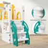 Toddler Slide 8 in 1 Toddler Playset for Toddlers Age 1-3, Baby Playset for Indoor Outdoor Playground with Climber, Crawling Tunnel, Basketball Hoop, Telescope, Toy Storage(Orange+green)