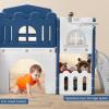 Toddler Slide 8 in 1 Toddler Playset for Toddlers Age 1-3, Baby Playset for Indoor Outdoor Playground with Climber, Crawling Tunnel, Basketball Hoop, Telescope, Toy Storage(Blue+white)