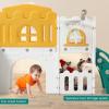 Toddler Slide 8 in 1 Toddler Playset for Toddlers Age 1-3, Baby Playset for Indoor Outdoor Playground with Climber, Crawling Tunnel, Basketball Hoop, Telescope, Toy Storage(Orange+green)