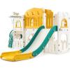 Toddler Slide 8 in 1 Toddler Playset for Toddlers Age 1-3, Baby Playset for Indoor Outdoor Playground with Climber, Crawling Tunnel, Basketball Hoop, Telescope, Toy Storage(Orange+green)