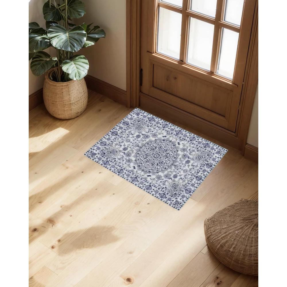 image:imageGarvee 2x3 ft Vintage Distressed Medallion Area Rug  Machine Washable NonSlip Area Rugs  Boho Floral Carpet for Living Room Bedroom Dining Room  Retro IndoorOutdoor Home DecorBlueBlue