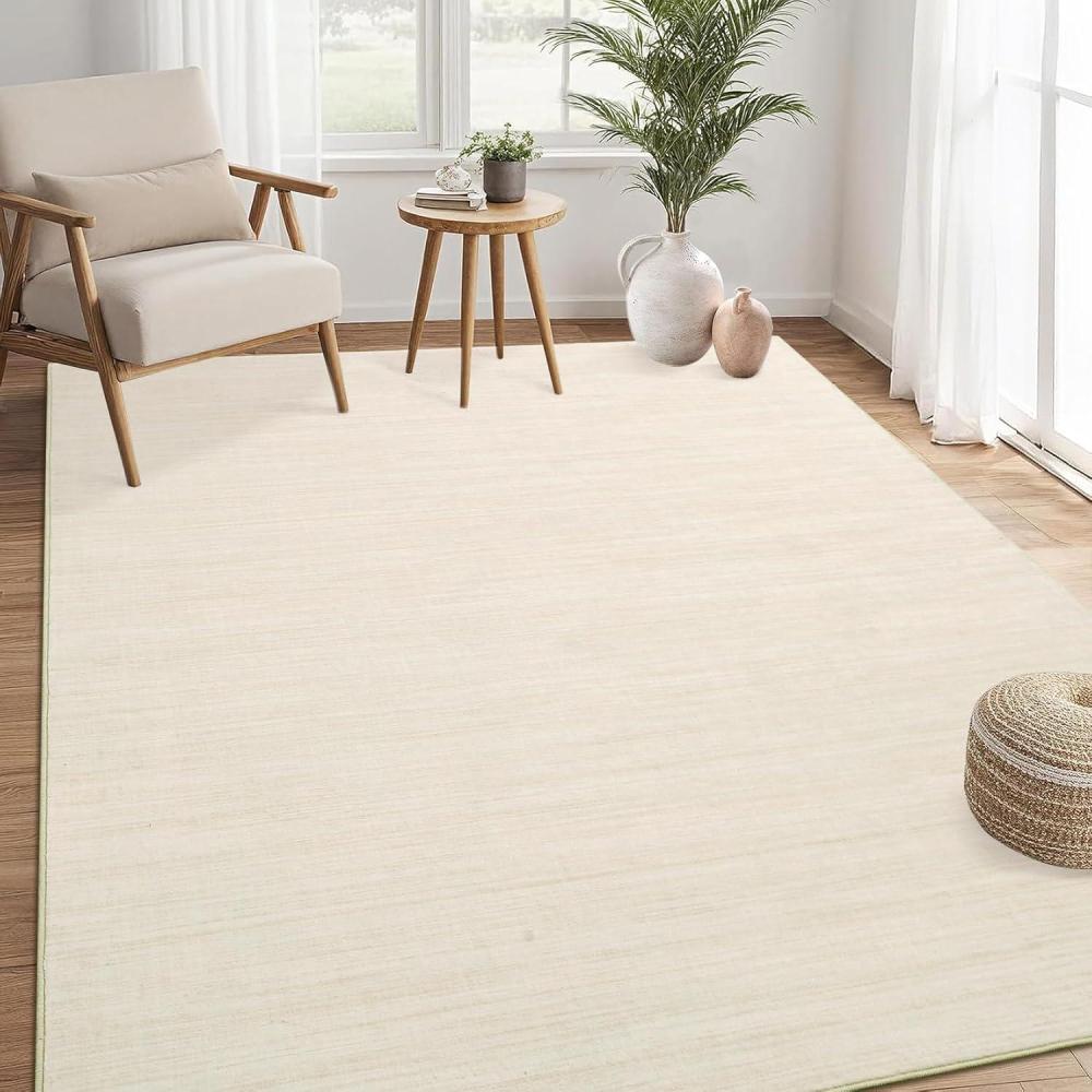 image:imageGarvee 4x6 Modern Solid Color Area Rugs Washable Rug for Living Room Non Shedding Stain Resistant Throw Rugs with Rubber Backing Low Pile Soft Minimalist Farmhouse Mats for Entryway Bedroom Beige