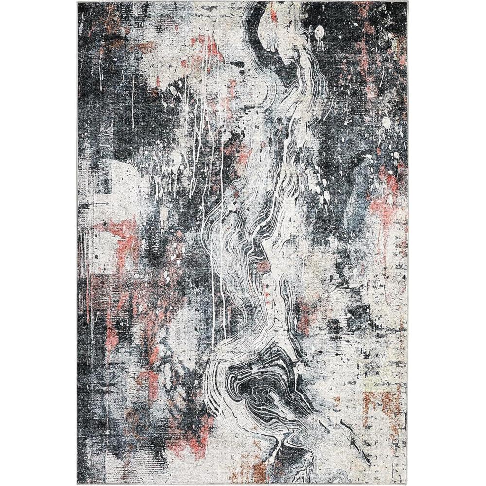 image:imageGarvee 8x10 Area Rug for Living Room  Washable Modern Abstract Soft Thin No Slip Stain Resistant Carpet for Bedroom Dining Room Farmhouse Nursery Home Office RedRed and Black