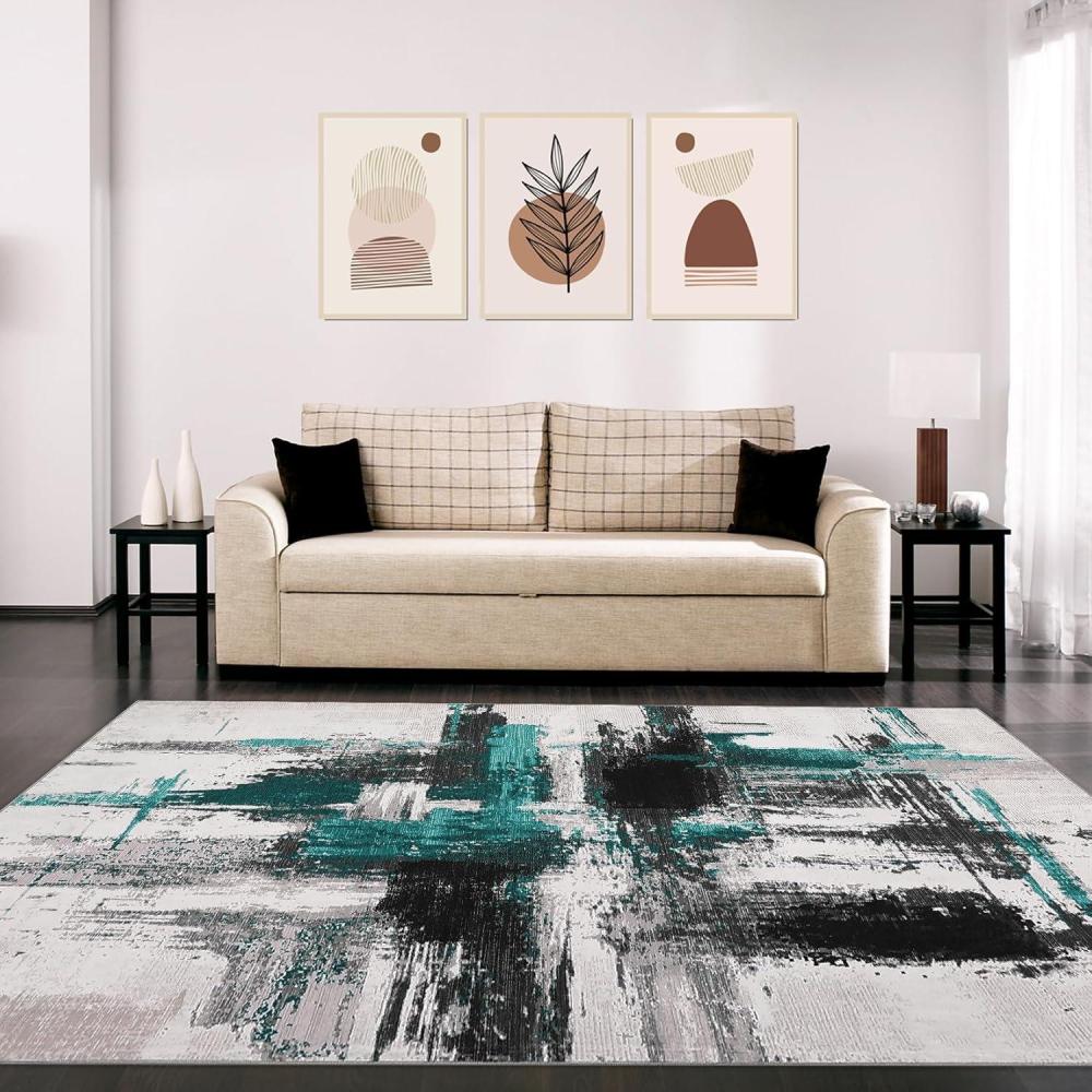 image:imageGarvee 9x12 ft Area Rugs for Living Room Washable Abstract NonSlip Large Rug Stain Resistant Carpet Low Pile Soft Indoor Rug for Bedroom Dining RoomNurseryKitchenHome OfficeBlack GoldBlue
