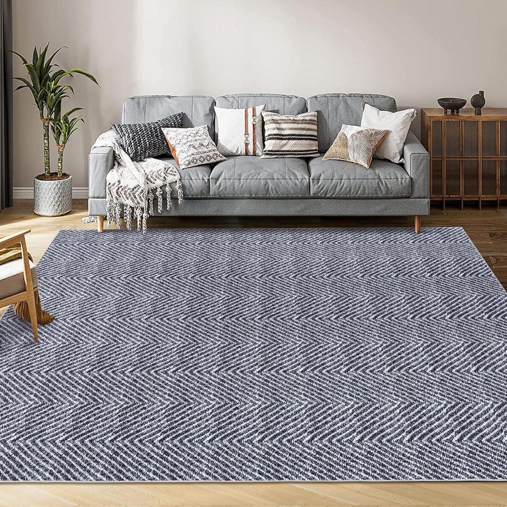 image:imageGarvee 9x12 ft Printed Area Rug with BraidedLook TextureLarge Soft Machine Washable RugsBoho Easy Clean Inside MatNonSlip Indoor Carpet for Living RoomBedroom amp Durable Home DecorAntique BlueBlue