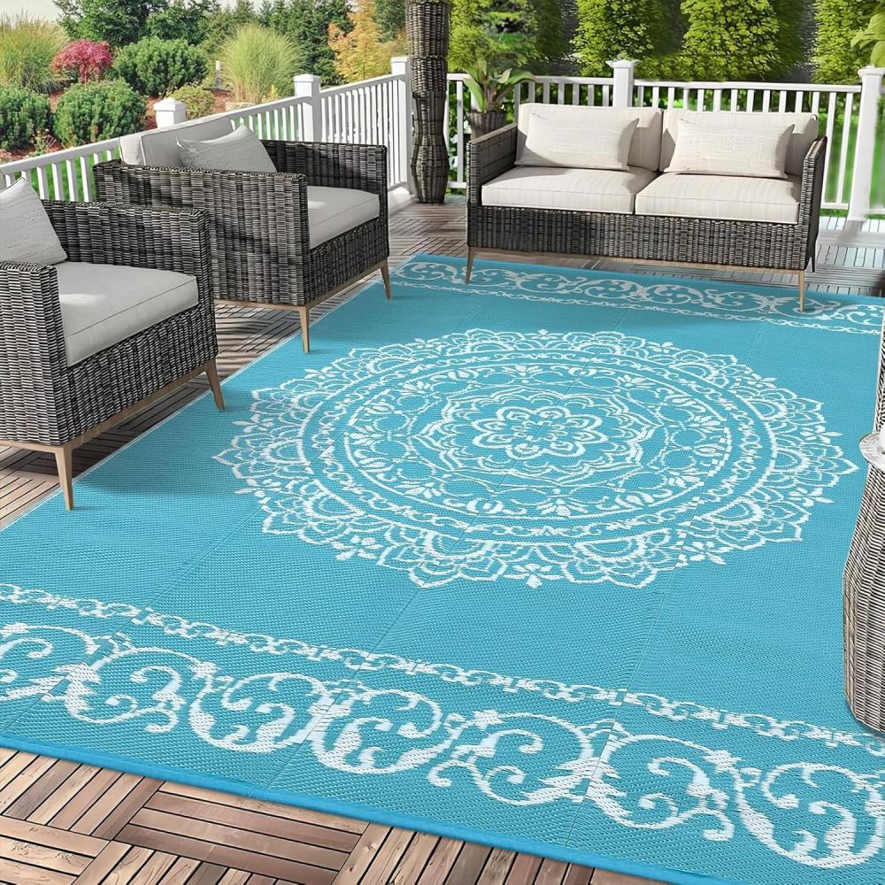 image:imageGarvee Outdoor Rug Outdoor Plastic Straw Rug Outdoor Rugs 9x12 for Patios Clearance Waterproof Patio Rug Camping Rugs for Outside Rv Grey Recyclable Woven Rugs for Yard DeckOrangePinkGreenTealwhite