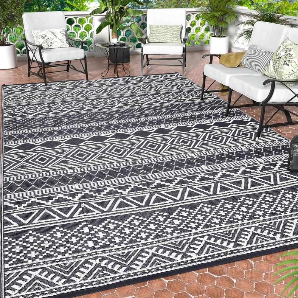 image:imageGarvee Outdoor Rug Outdoor Plastic Straw Rug Outdoor Rugs 9x12 for Patios Clearance Waterproof Patio Rug Camping Rugs for Outside Rv Grey Recyclable Woven Rugs for Yard DeckOrangePinkGreenGray  White