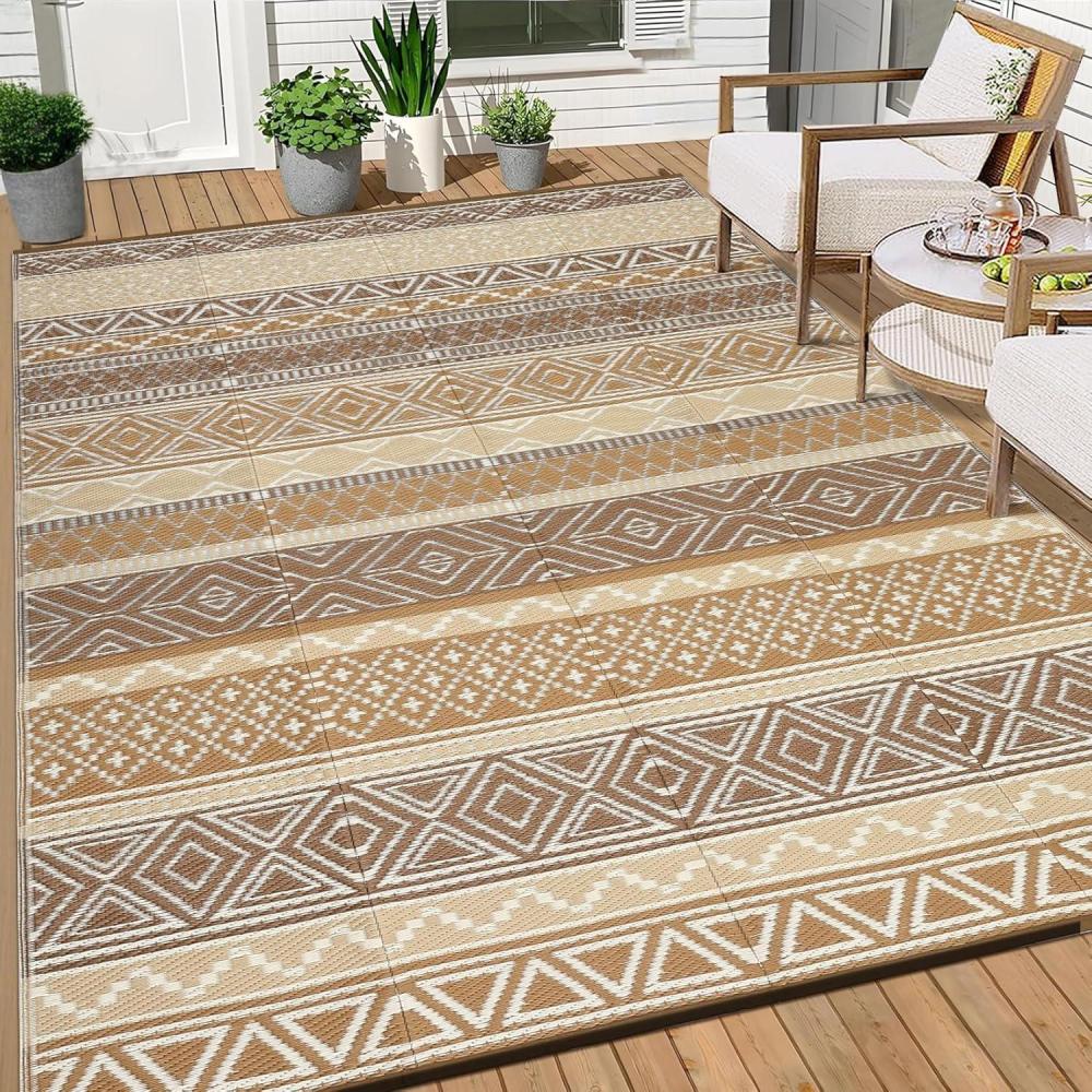 image:imageGarvee Outdoor Rug Outdoor Plastic Straw Rug Outdoor Rugs 9x12 for Patios Clearance Waterproof Patio Rug Camping Rugs for Outside Rv Grey Recyclable Woven Rugs for Yard DeckOrangePinkGreenBrownTan