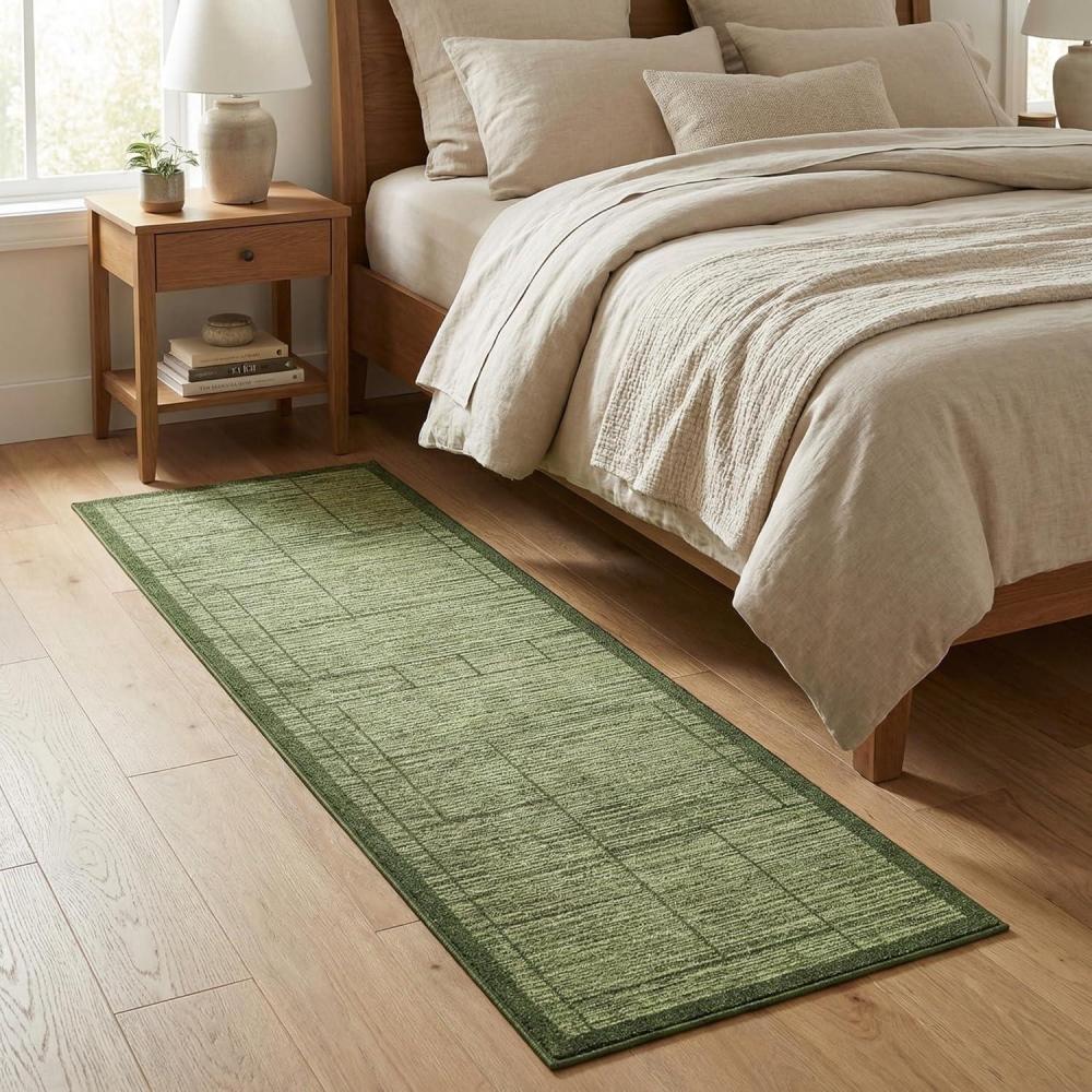 image:imageGarvee Washable 2x6 Kitchen Rugs Modern Geometric Entryway Rug Soft Non Slip Washable Runner Rug for Hallway Bedroom Stain Resistant Low Pile Contemporary Long Carpet for Entrance Laundry GreenPatchworkedgreen
