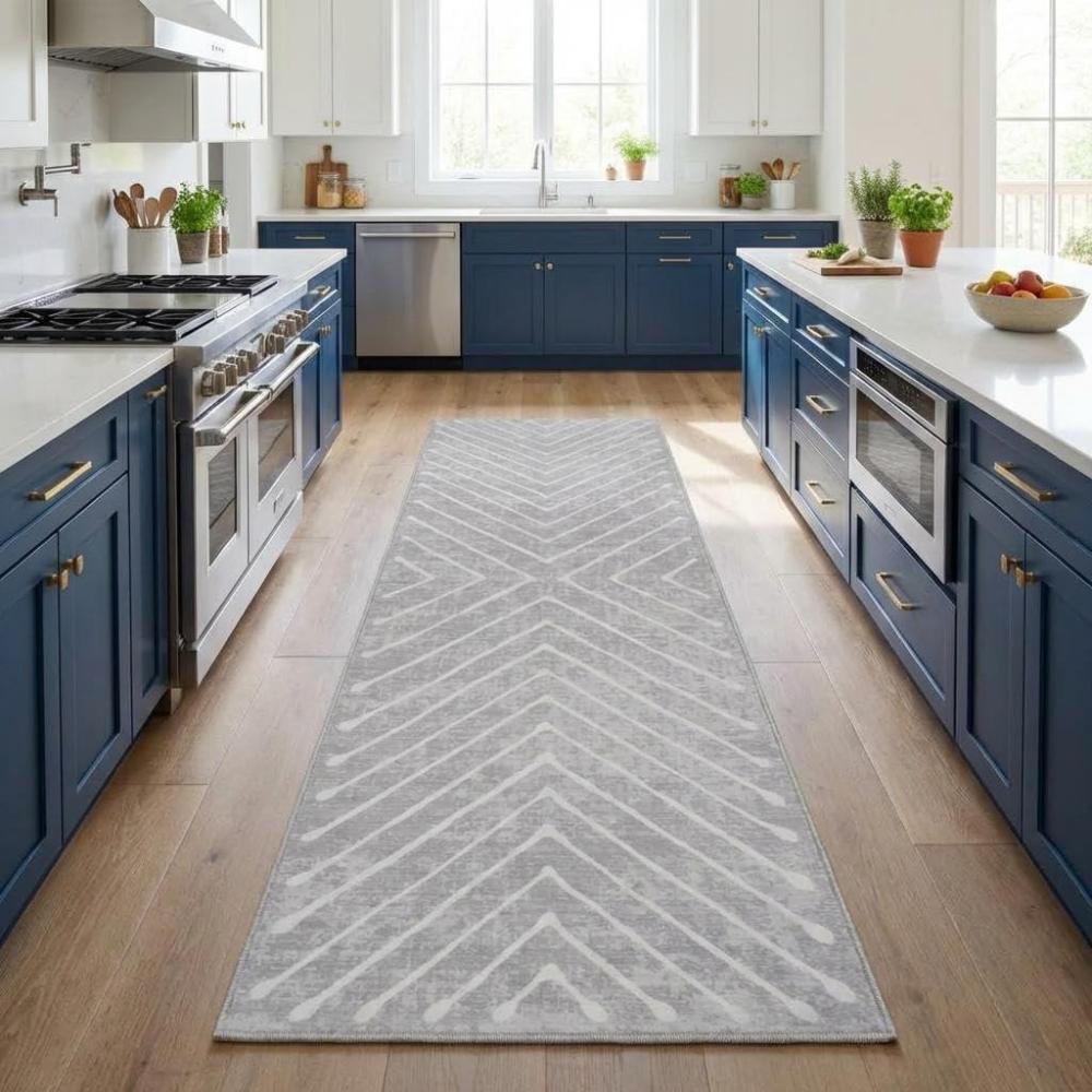 image:imageGarvee Washable Rug 4x6 Area Rugs for Living Room Bedroom Non Slip Low Pile Modern Geometric Foldable Soft Carpet Stain Resistant amp Easy Cleaning Floor Mats for EntrywayHome Office Decor Dark GreyLight Grey