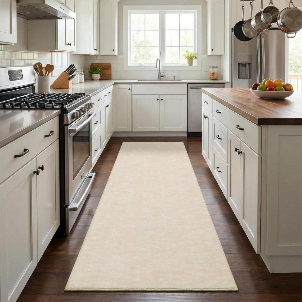image:imageGarvee Washable Runner Rug 2x6 Hallway Runner Rug Modern Solid Color Non Slip Runners Minimalist Low Pile NonShedding Long Rugs Soft Thin Foldable Mat for Entryway Kitchen Bathroom Bedside CreamSolid Beige