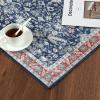 GARVEE Boho 5×7 Area Rugs for Living Room, Vintage Persian Rug for Bedroom, Oriental Distressed Floral Print Indoor Carpet Rug Washable Thin Rug Non Slip Large Throw Rugs for Dining Room Kitchen, Blue