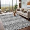 Garvee 10X13 ft Boho Distressed Area Rug for Living Room, Machine Washable Area Rugs, Stain-Resistant Non-Slip Large Carpet for Living Room/Dining Room & Home Decor-Non Shedding/Low Pile(Blue)(Black)