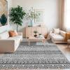 Garvee 10X13 ft Boho Distressed Area Rug for Living Room, Machine Washable Area Rugs, Stain-Resistant Non-Slip Large Carpet for Living Room/Dining Room & Home Decor-Non Shedding/Low Pile(Blue)(Black)