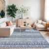 Garvee 10X13 ft Boho Distressed Area Rug for Living Room, Machine Washable Area Rugs, Stain-Resistant Non-Slip Large Carpet for Living Room/Dining Room & Home Decor-Non Shedding/Low Pile(Blue)(Blue)