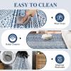 Garvee 10X13 ft Boho Distressed Area Rug for Living Room, Machine Washable Area Rugs, Stain-Resistant Non-Slip Large Carpet for Living Room/Dining Room & Home Decor-Non Shedding/Low Pile(Blue)(Blue)