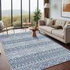 Garvee 10X13 ft Boho Distressed Area Rug for Living Room, Machine Washable Area Rugs, Stain-Resistant Non-Slip Large Carpet for Living Room/Dining Room & Home Decor-Non Shedding/Low Pile(Blue)(Blue)
