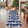 Garvee 2×6 Runner Rug, Checkered Christmas Rugs for Holiday Decor, Non Slip Low Pile Washable Rug for Kitchen, Entryway, Living Room, Bedroom, Red(Blue (Xmas Tree Reindeer))