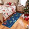 Garvee 2×6 Runner Rug, Checkered Christmas Rugs for Holiday Decor, Non Slip Low Pile Washable Rug for Kitchen, Entryway, Living Room, Bedroom, Red(Blue (Xmas Tree))