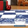 Garvee 2×6 Runner Rug, Checkered Christmas Rugs for Holiday Decor, Non Slip Low Pile Washable Rug for Kitchen, Entryway, Living Room, Bedroom, Red(Blue and White)