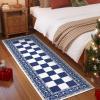 Garvee 2×6 Runner Rug, Checkered Christmas Rugs for Holiday Decor, Non Slip Low Pile Washable Rug for Kitchen, Entryway, Living Room, Bedroom, Red(Blue and White)