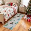 Garvee 2×6 Runner Rug, Checkered Christmas Rugs for Holiday Decor, Non Slip Low Pile Washable Rug for Kitchen, Entryway, Living Room, Bedroom, Red(Grey (Xmas Tree))