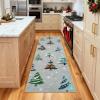 Garvee 2×6 Runner Rug, Checkered Christmas Rugs for Holiday Decor, Non Slip Low Pile Washable Rug for Kitchen, Entryway, Living Room, Bedroom, Red(Grey (Xmas Tree))